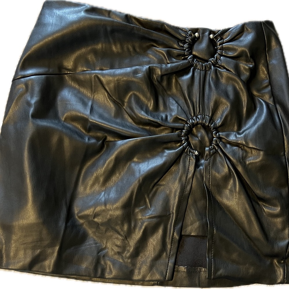 Bershka Black Faux Leather Mini Skirt
